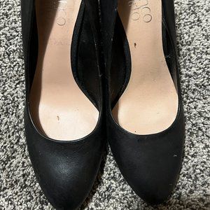 Wood Wedge Black shoe